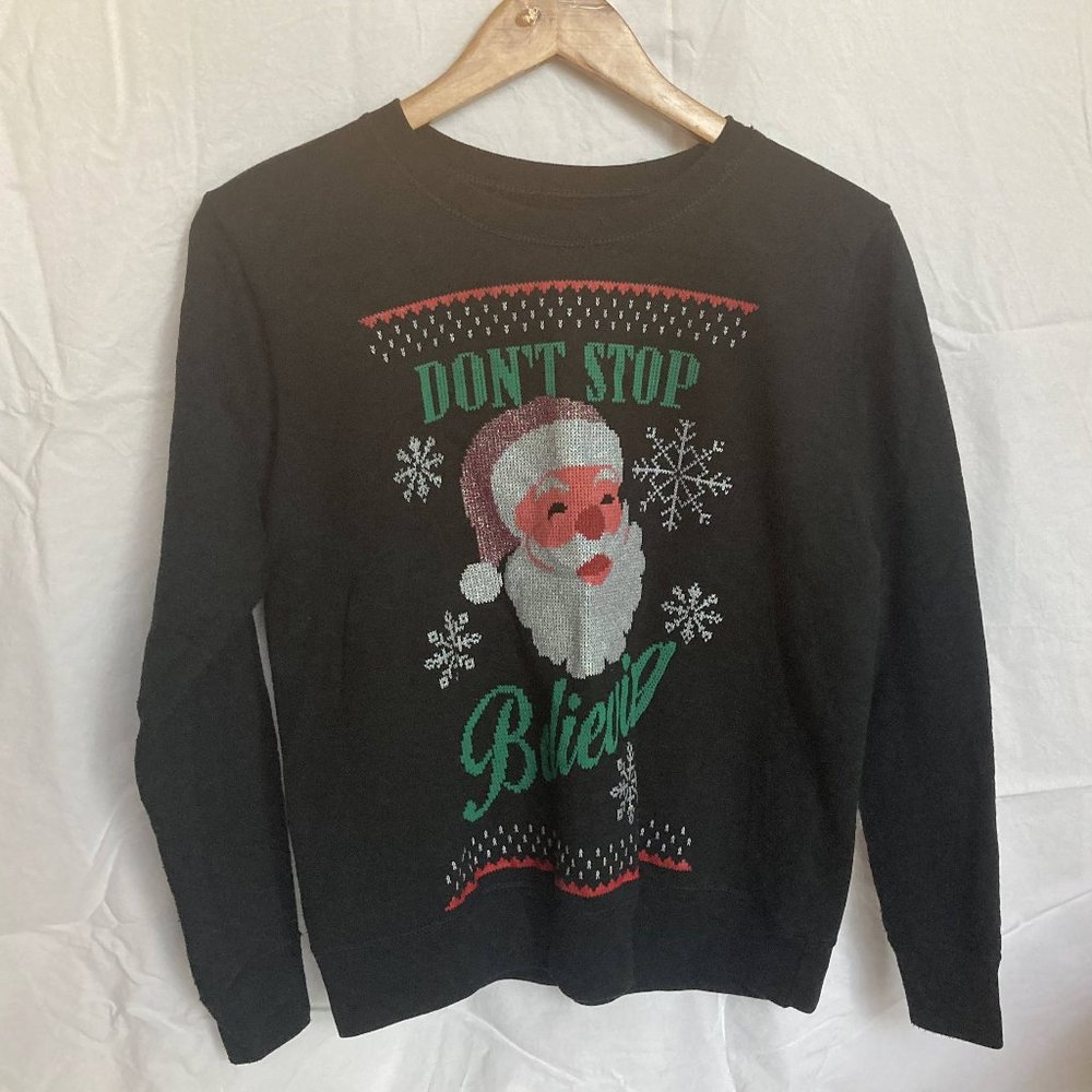 S Black Christmas Santa Sweater